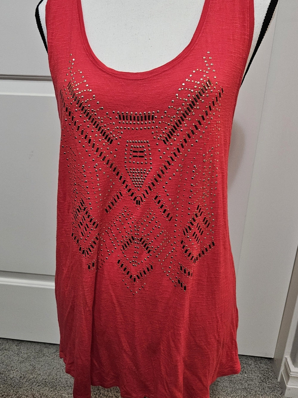 Apt. 9 Red Studded Cutout Scoop Neck Tank